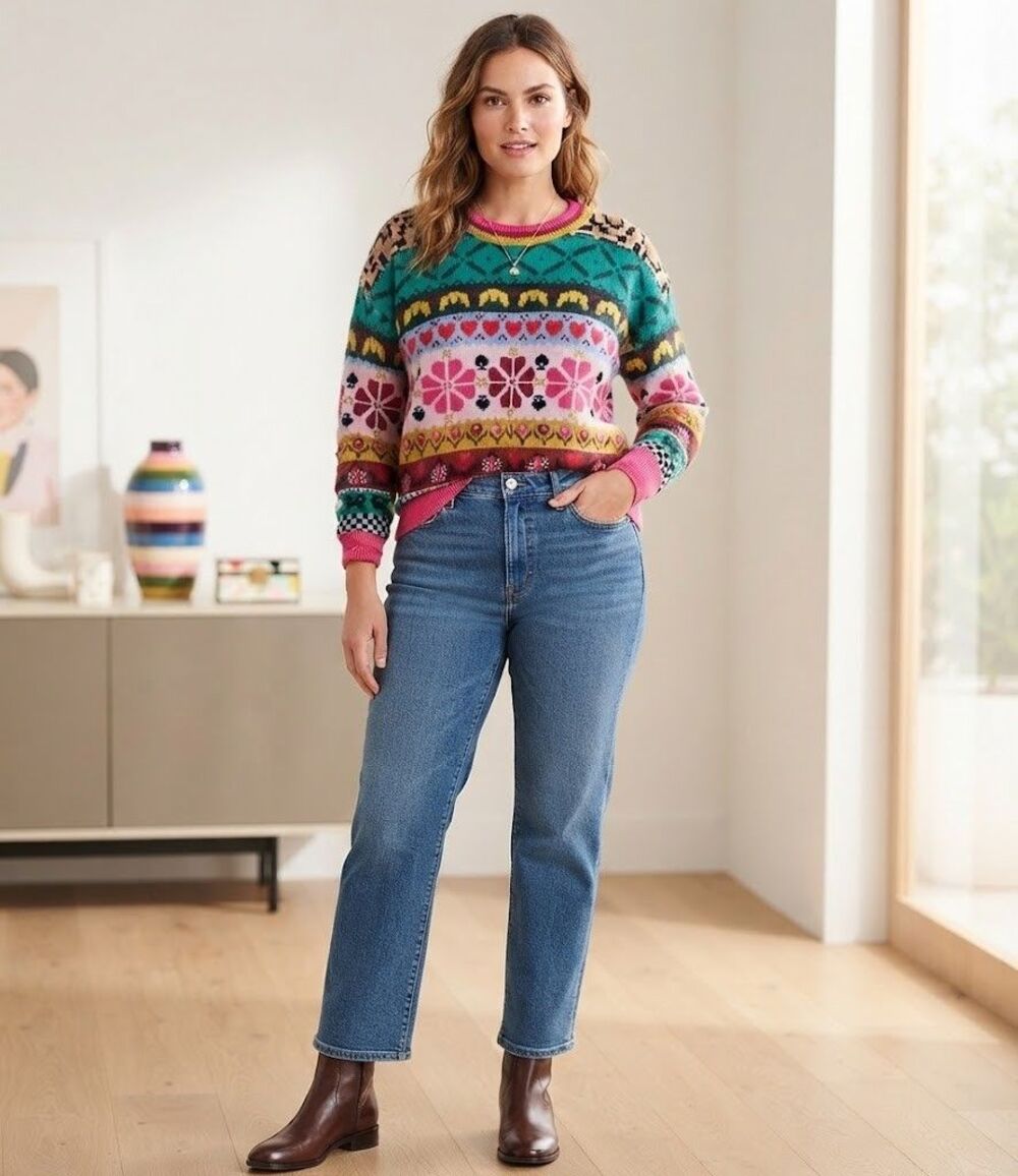 Kate Spade New York Wool Mohair Intarsia Fair Isle Sweater Womens Size XL NWOT